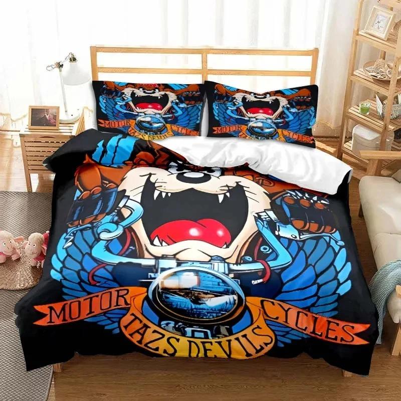 3D Druck Cartoon Tasmanischer Teufel Mode Bettwäsche Set Doppel Einzel König Bettbezug Steppdecke Kissenbezug Jungen Mädchen Erwachsene Schlafzimmer