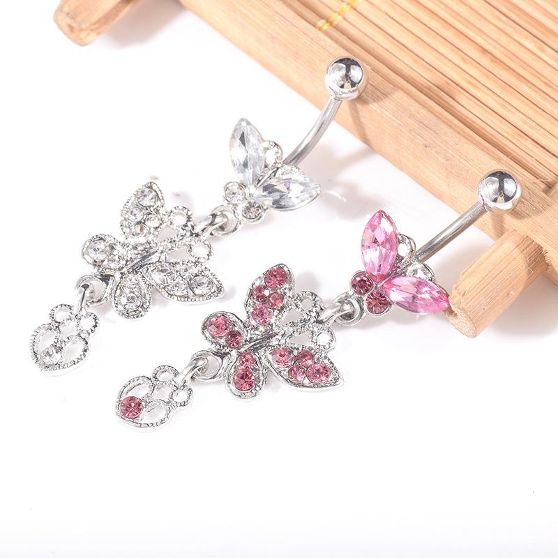 Rhinestone Glitter Long All-match Bowknot Dangle Belly Button Navel Ring