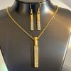 Elegant Gold Stick for Women Pendant Necklace Drop Earring Geometry Wedding Jewelry Sets