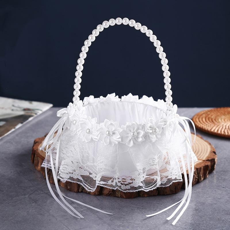 Western Wedding Flower Basket Bride And Groom Wedding Bow Romantic Handmade Flower Basket Wedding Supplies