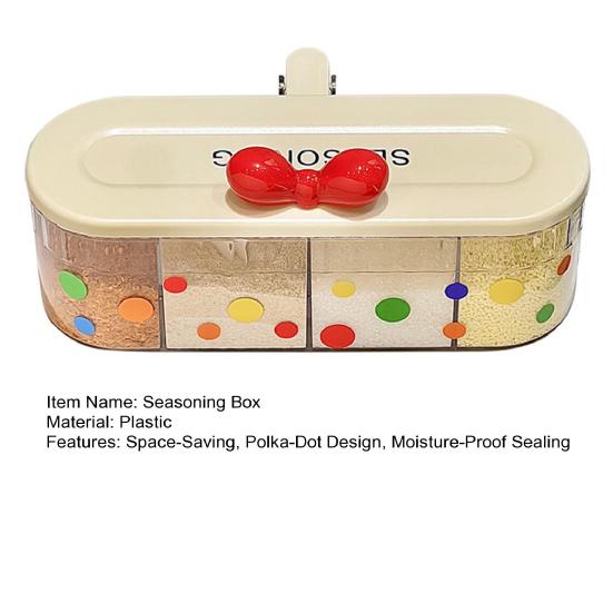 Cute Spice Container with Press-Type Lid Multi-Compartment Seasoning Box Wall-Mounted Kitchen Organizer for Salt Sugar Condiments