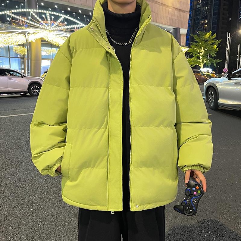 

Зимняя новая пара хлопковая одежда поддельные два гонконгских стиля красивая короткая мужская термокуртка утолщенный воротник-стойка однотонный хлопок M флуоресцентный зеленый