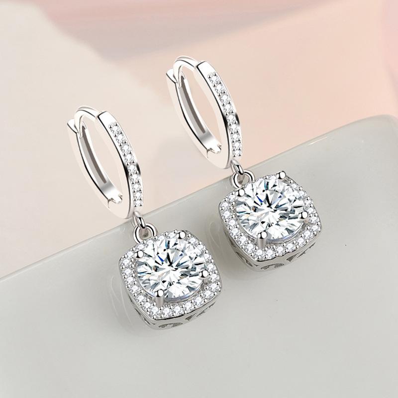 Fine Jewelry 925 Sterling Silver Earrings Inlaid With Zircon Crystal Flower Earrings Charm Jewelry For Women Gift Engagement
