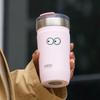 710ml Minimalist Matte Insulated Water Bottle Stainless Steel Portable Tumbler with Straw and Eye Sticker Leakproof Car Mug for Daily Use
