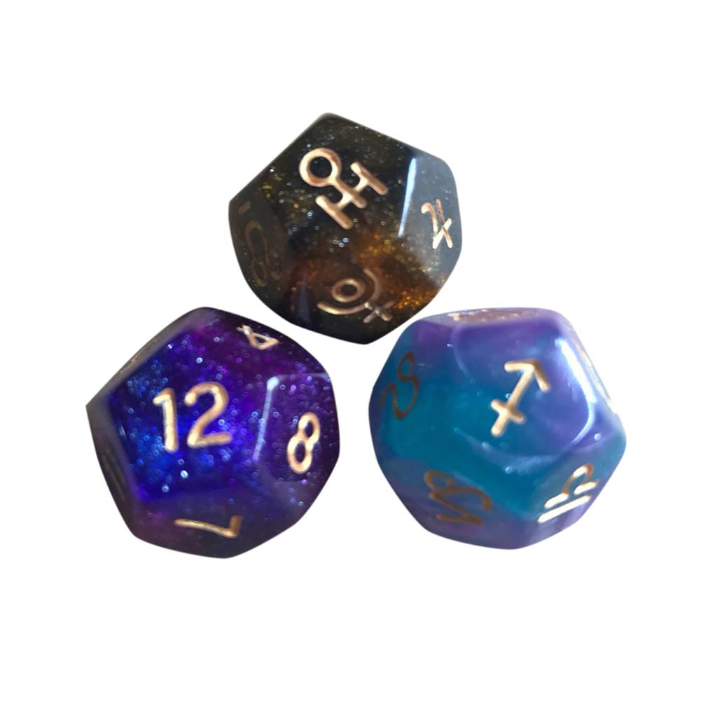3Pcs 12-Sided Dice Astrology Multifaceted Constellation Dice Leisure And Entertainment Toys For Tarot Card Party Game Role Play