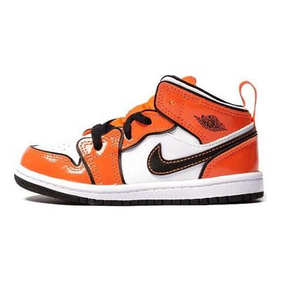 Tênis de Bebê Air 1 Mid SE TD Laranja Turf Preto Branco BQ6933-802