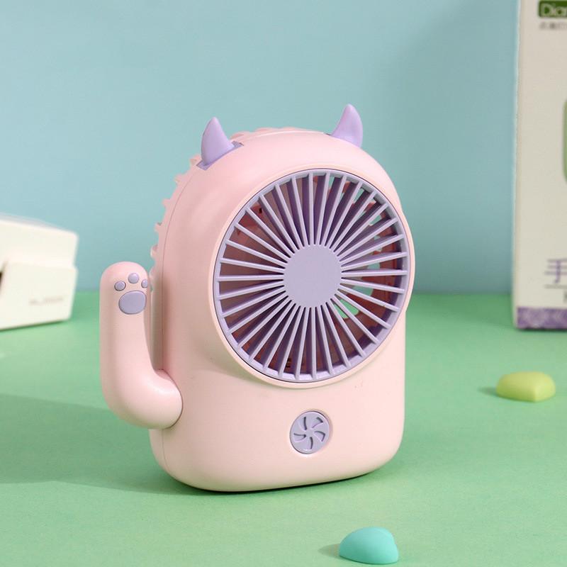 Cute Cartoon Cat Mini Fan Usb Rechargeable Portable Desktop Handheld Fan розовый
