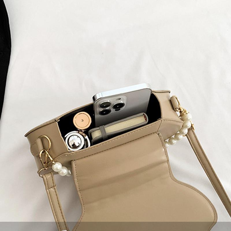 Shell Shaped Crossbody Bag Fashion Mini Shoulder Bag Womens Faux Pearl Chain Handbag ARI