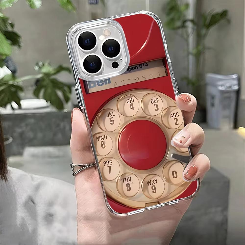 Retro Telephone Pattern Phone Case For iPhone 17 Air 16 14 15 Pro Plus 13 12 11 Pro Max Shockproof Silicone Soft Cover Fundas