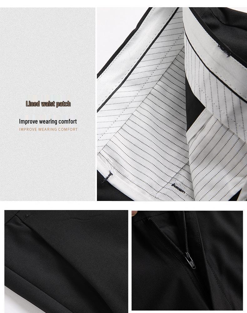 Men's Slim-Fit Business Suit Pants, Fleece-Lined Straight-Leg for Middle-Aged & Elderly, Autumn 2024 Collection.