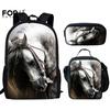 Luxury Horse Backpacks Bags 3D Print 3pcs/Set Pupil School Bags Laptop Daypack Backpack Inclined Shoulder Bag Pencil Case