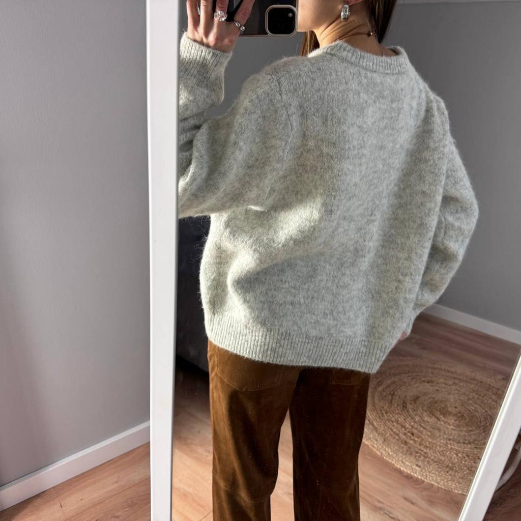 Soft Knitted Cardigan Women's Retro Button Gray Wool Sweater Jacket