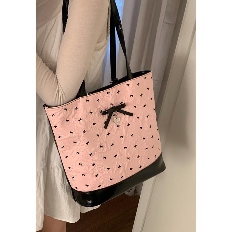 

Sweet girl bow shoulder tote bag women s 2025 new fashion college wind large capacity backpack