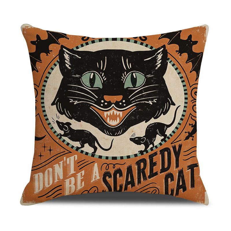 Halloween Funny Pillow Cover Home Living Room Sofa Cushion Printed Linen Fun Cushion Cover