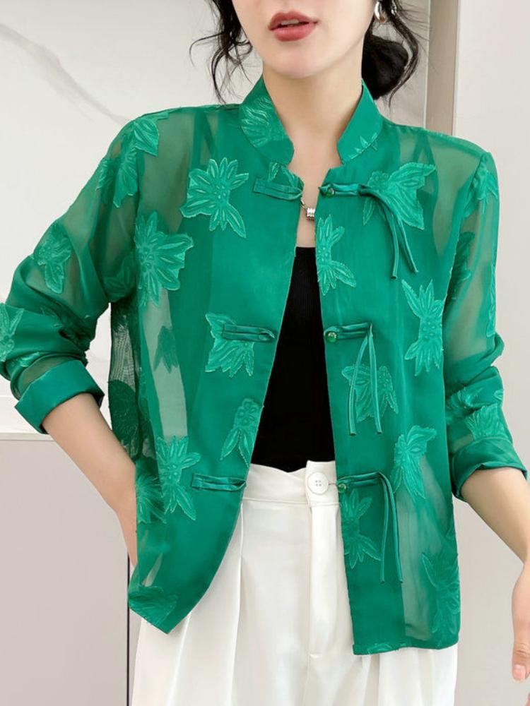 Jacken Damen Durchsichtig Sonnenschutz Chinesischer Stil Kühl Täglich Atmungsaktiv Einfach Freizeit Alleskönner Damen Frühling Persönlichkeit Vintage