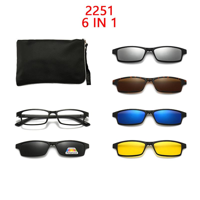 Fashion Magnetic Optical Frame Men Women With 5 Clip On Sunglasses For Myopia Eyeglasses Unisex