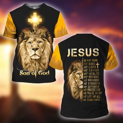 Summer Vintage T Shirt For Men Lion Graphic 3D Print Short Sleeve Christian Jesus T-shirt Men's Clothing Streetwear T-shirt