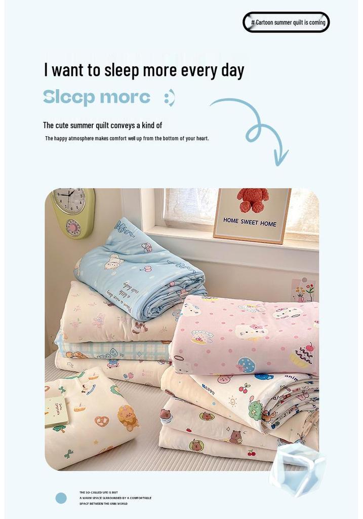 Soft Cotton Air-Conditioning Quilt: Smooth, Machine Washable Summer Blanket for Kids with Soybean Fiber