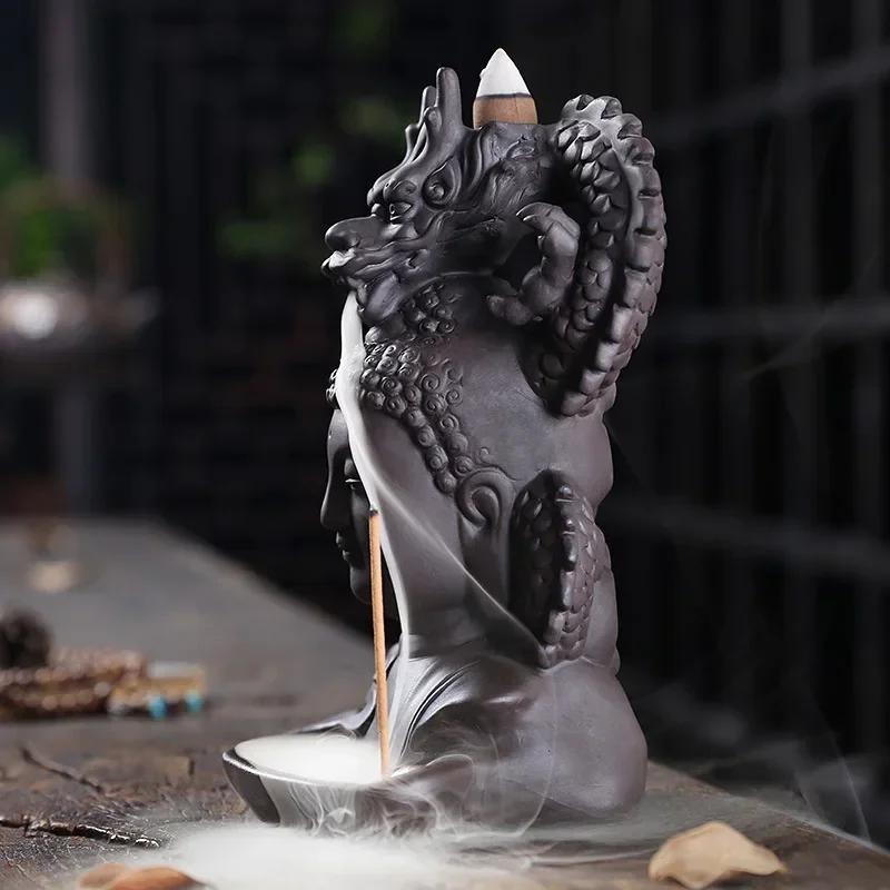 1pc Ceramic Waterfall Incense Burner, Dragon Backflow Incense Burner, Catcher Holder,Home Decor Creative Home Aromatherapy Gift