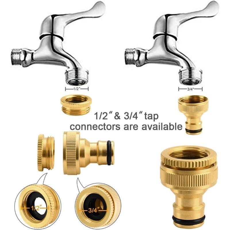 8-Pack Brass Garden Hose Faucet Connector Kit - 2 Dual Male Adapters, 4 Quick Connect 1/2" Hose Fittings, 2 Faucet Connectors