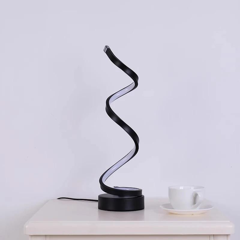 LED Table Lamp Modern Eye Protection Desktop Decorative Lights For Living Room Bedroom Bedside Study Black/white Spiral Lighting
