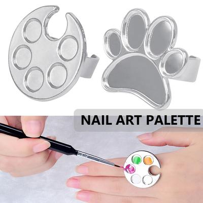 Mini Nail Art Renk Paleti Karıştırma Yüzüğü, Akrilik Boyaları ve Oje Karıştırmak İçin Sevimli Ayak İzi Tasarımı
