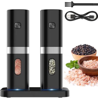 Mlýnek na pepř, elektrický set mlýnků na sůl a pepř, dobíjecí mlýnek na pepř 2 balení