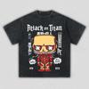 Attack On Titan Yoroi No Kyojin Anime Printing T-shirt Men's Clothing Women's 2026 Summer Cotton Washed Short-sleeved T Shirt
