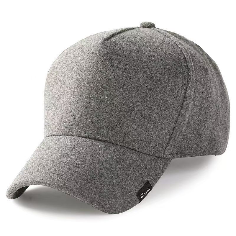 Big Size Aunumn Winter High Top Woolen Baseball Cap Outdoors Adjustable Snapback Outdoors Keep Warm Korean Version Truck Hat