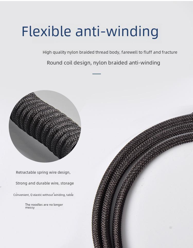 Καλώδιο Μηχανικού Πληκτρολογίου Type-C με Αεροπορικό Βύσμα και Ελατηριωτό Συνδετήρα