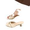 Women's Square Toe Plus Size Stiletto Heel Cross Strap Flip Flops - Medium Heel Fashion Slippers