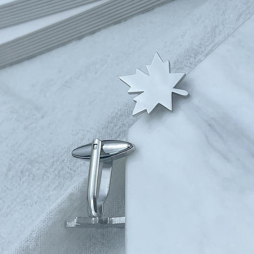 Men's Cufflinks Maple Leaf Cufflink To Man Suit Shirt Cuff Links Silvery Stainless Steel Jewelry Accessories Wedding Gifts