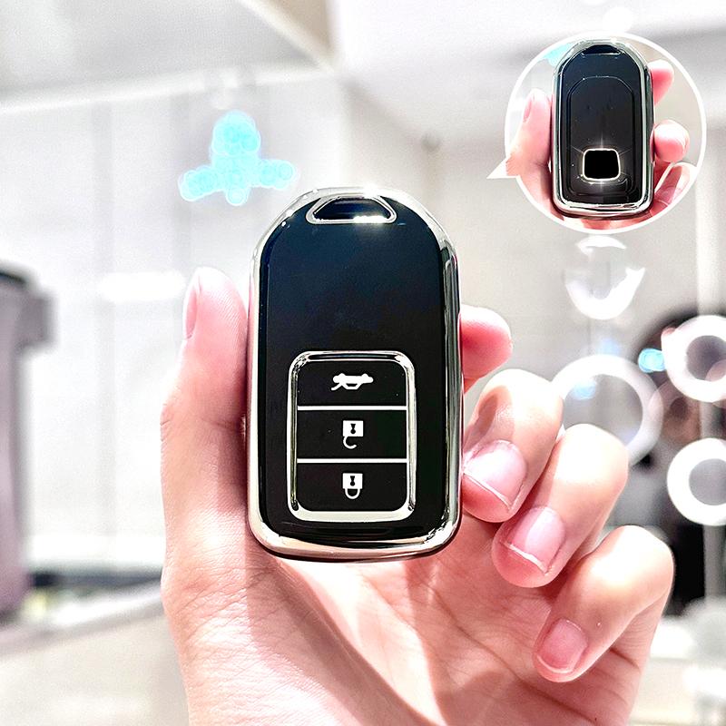3 Buttons Tpu Shell Holder Keychain Car Key Case Cover For Honda Brv Br-V Hrv Hr-V Shuttle Gp8 Fit Lucky Vezel City Civic Jazz