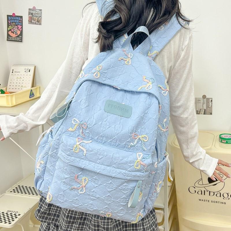 Women's Large Capacity Backpack Bow Commuter Student Schoolbag