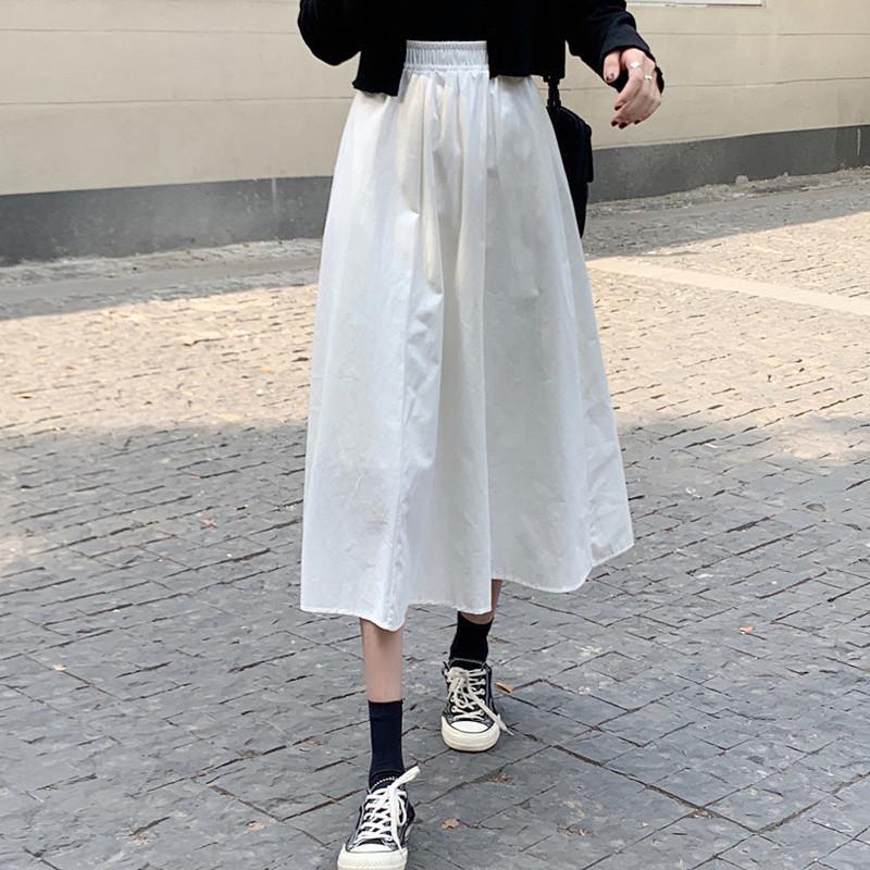 Moteriški balti ilgi sijonai Mada Kišenės Klostuoti Sijonai iki kelių Ruduo 2024 Nauji Kasdieniai Elegantiški Aukštu juosmeniu A silueto Moteriški sijonai