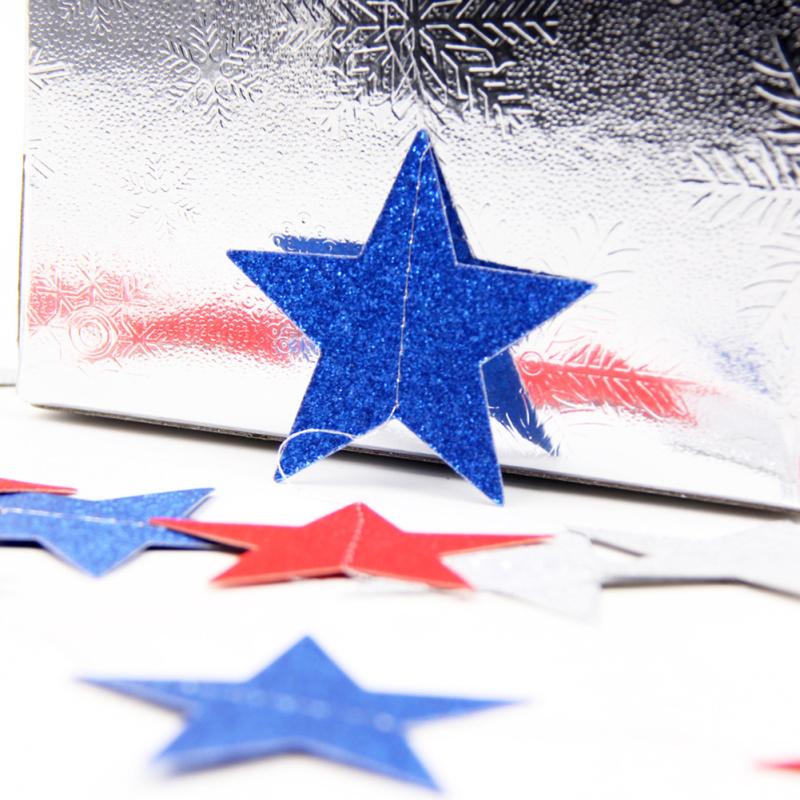 Patriotisches Dekorationsset zum 4. Juli Blau Rot Silber Sternen Girlanden Kette für den Unabhängigkeitstag