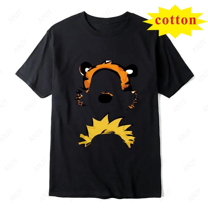 Calvin And Hobbs Tiger Hug Printed Tshirt American Retro Comic Unisexs And Unisexs Short Sleeve Shirt