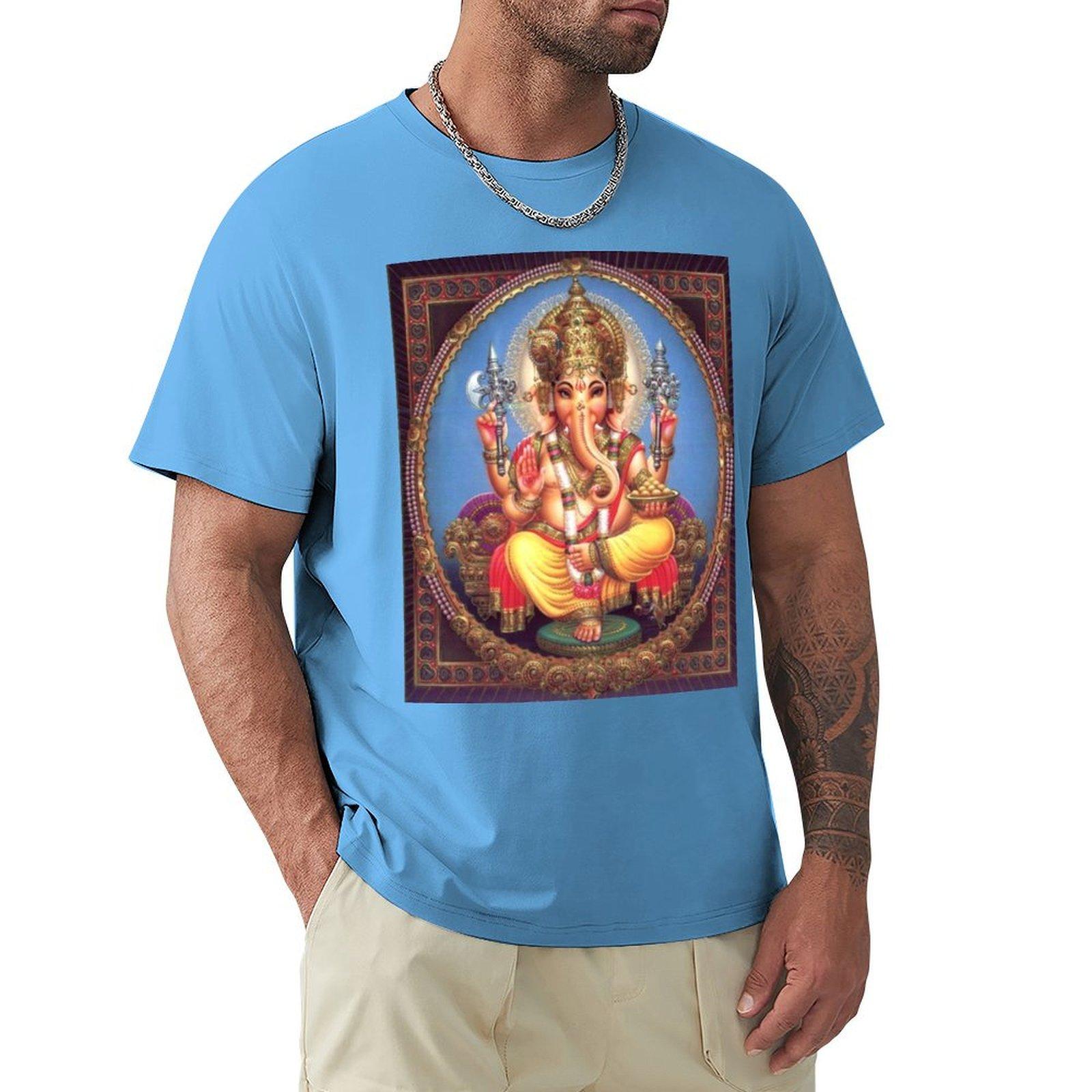 

Ганеш / Ганеша   Футболка с изображением индийского слона и индуистского божества, быстросохнущая, для мальчиков, белые футболки для мужчин XXXL средний синий