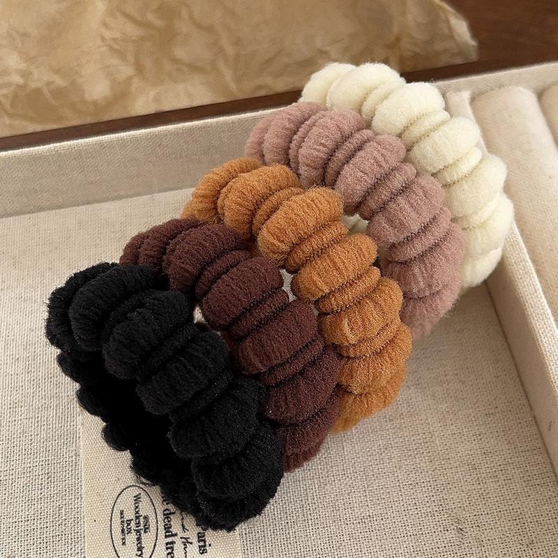 Vintage Solid Color Large Hair Scrunchies For Women Girls  High Absorbency Plush Elastic Hair Rope Sweet Hair Accessories