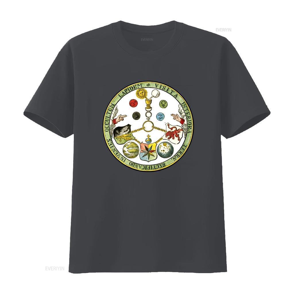 Freimaurer Esoterisch VITRIOL Motto Freimaurer Symbol T-Shirt Druck vintage Gewaschen Vielseitiges Oberteil Für Den Täglichen Gebrauch Dehnbar
