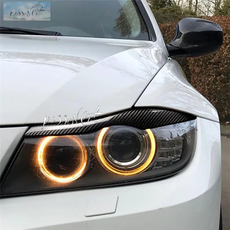 Stylingové doplňky do auta Skutečné uhlíkové vlákno Světlomet Obočí Oční víčka Trim pro 2005 - 2011 BMW E90 E91 4DR Samolepky na auto Vysoké