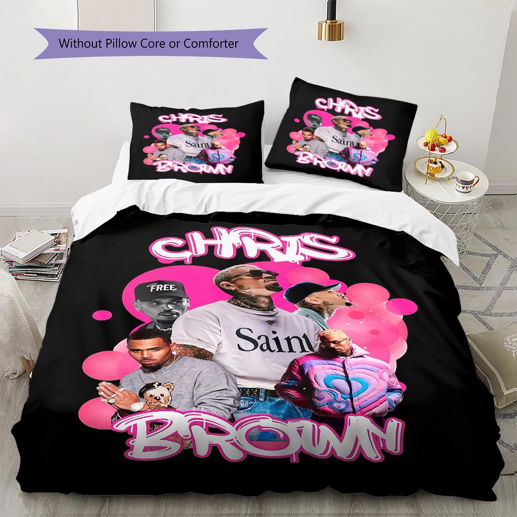 Chris Brown Pattern Bedding Home Decoration Birthday Gift (1 * duvet cover + 2 * pillowcase, without core)