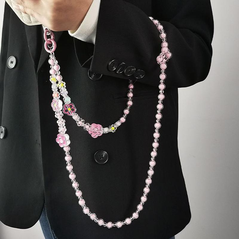 Crossbody Long  Beaded Mobile Phone Hanging Chain Mobile Phone Case Lanyard Travel Bag Chain Rope Suitable For Phone