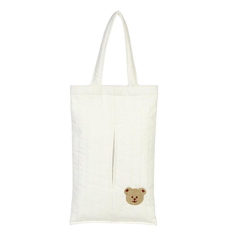 Car Tissue Box Creative Multi-function Cotton Cloth Embroidered Bear Car Seat Back Hanging Paper Towel Holder