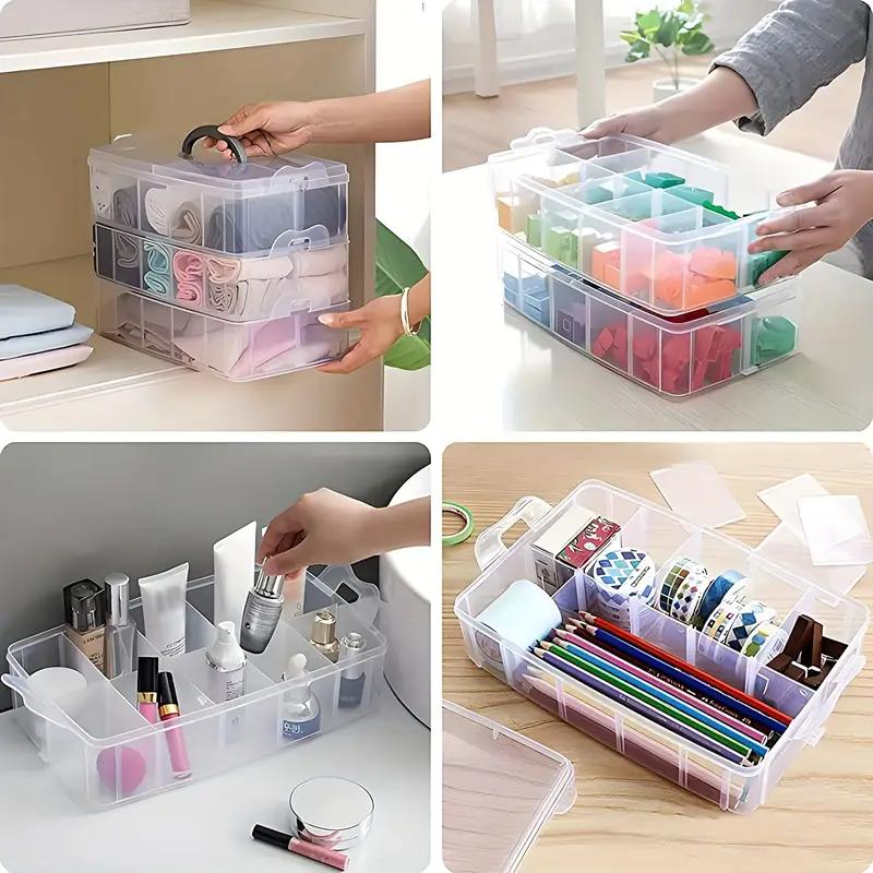 1/2/3/4 Tier Transparent Adjustable Stackable Compartment Slot Plastic Storage Box For Organizing Toys Jewelry Accessories