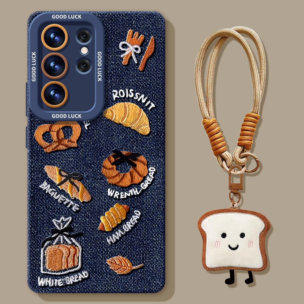 Denim Brot Handyhülle ist geeignet für Samsung GalaxyS26 Silikon S25 + Lanyard S24ultra neues S22 Set