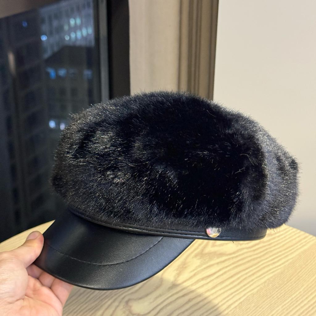 Brim Beret Women's Autumn and Winter Fashionable and Versatile Octagonal Newsboy Hat with A Small Temperament