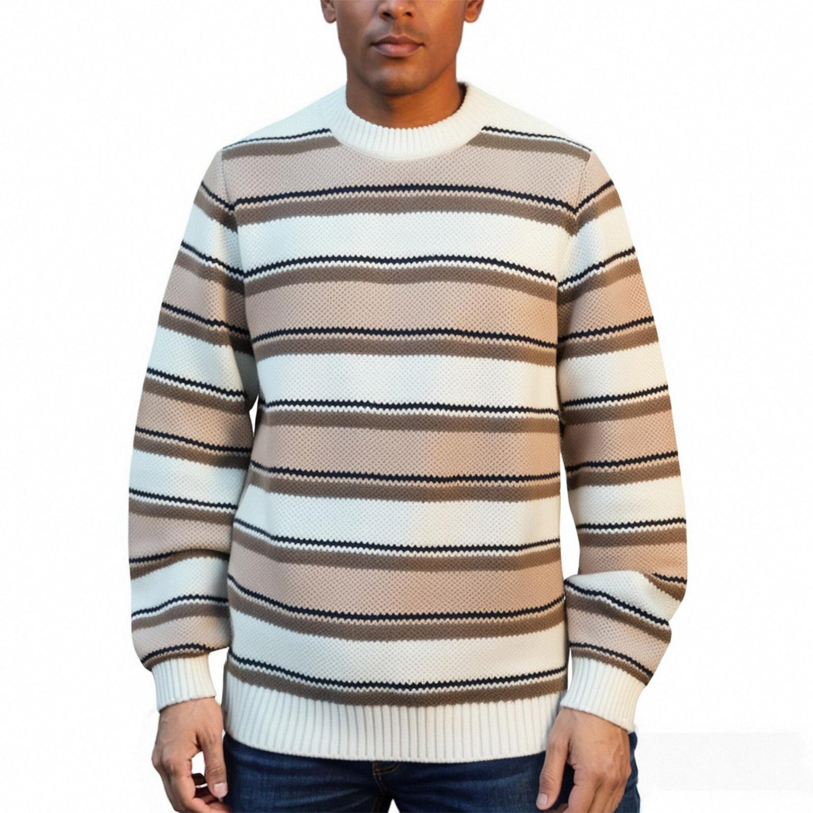 

Мужской Модный Вязаный Пуловер Длинные Рукава Свободный Круглый Вырез Свитер L хаки