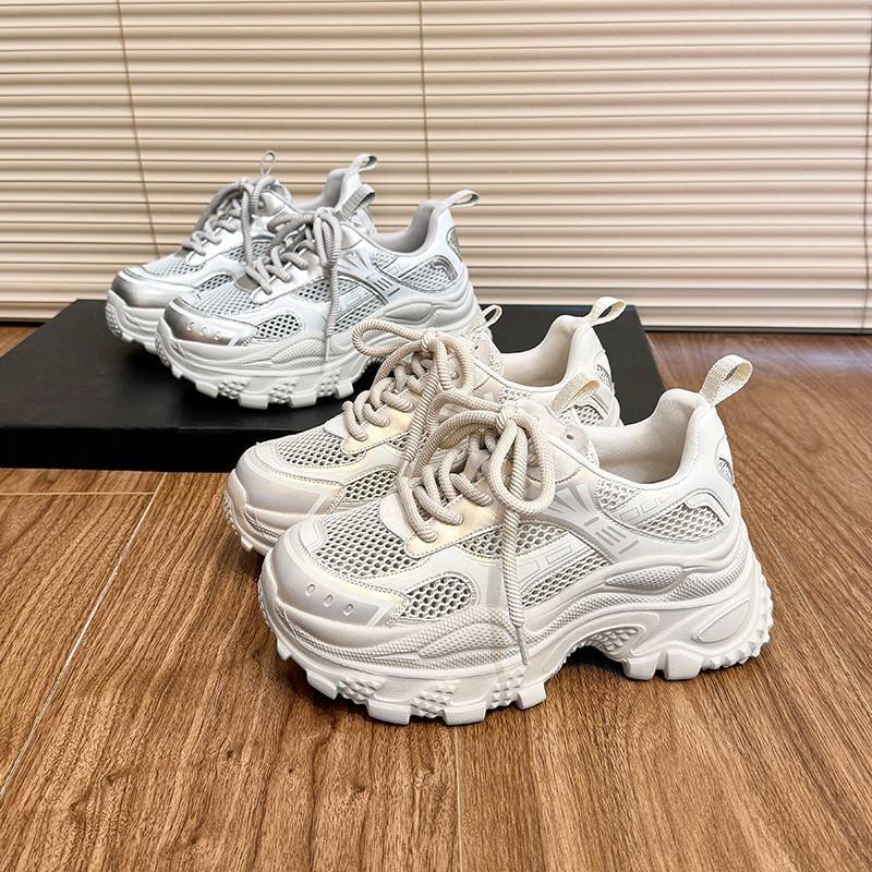Fashion 2025 Women Luxary Chunky Sneakers Mesh Breathable Height Increase Trainers Sports Running Casual Ladies Fitness Vulcanize Shoes