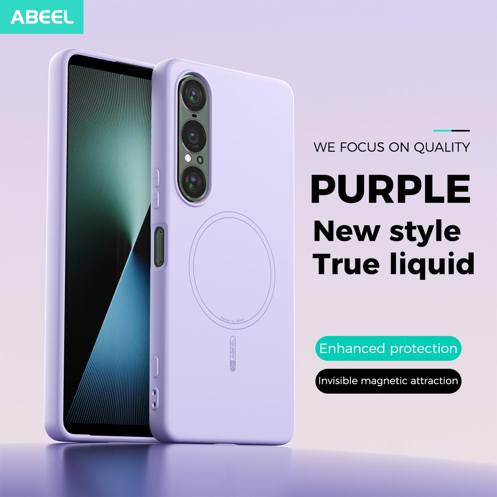 Silicone Magnetic Phone Case for Sony Xperia 1 VII VI 5VI 10V 2026 Liquid Comfortable Feel Built Flocking Protect Cover